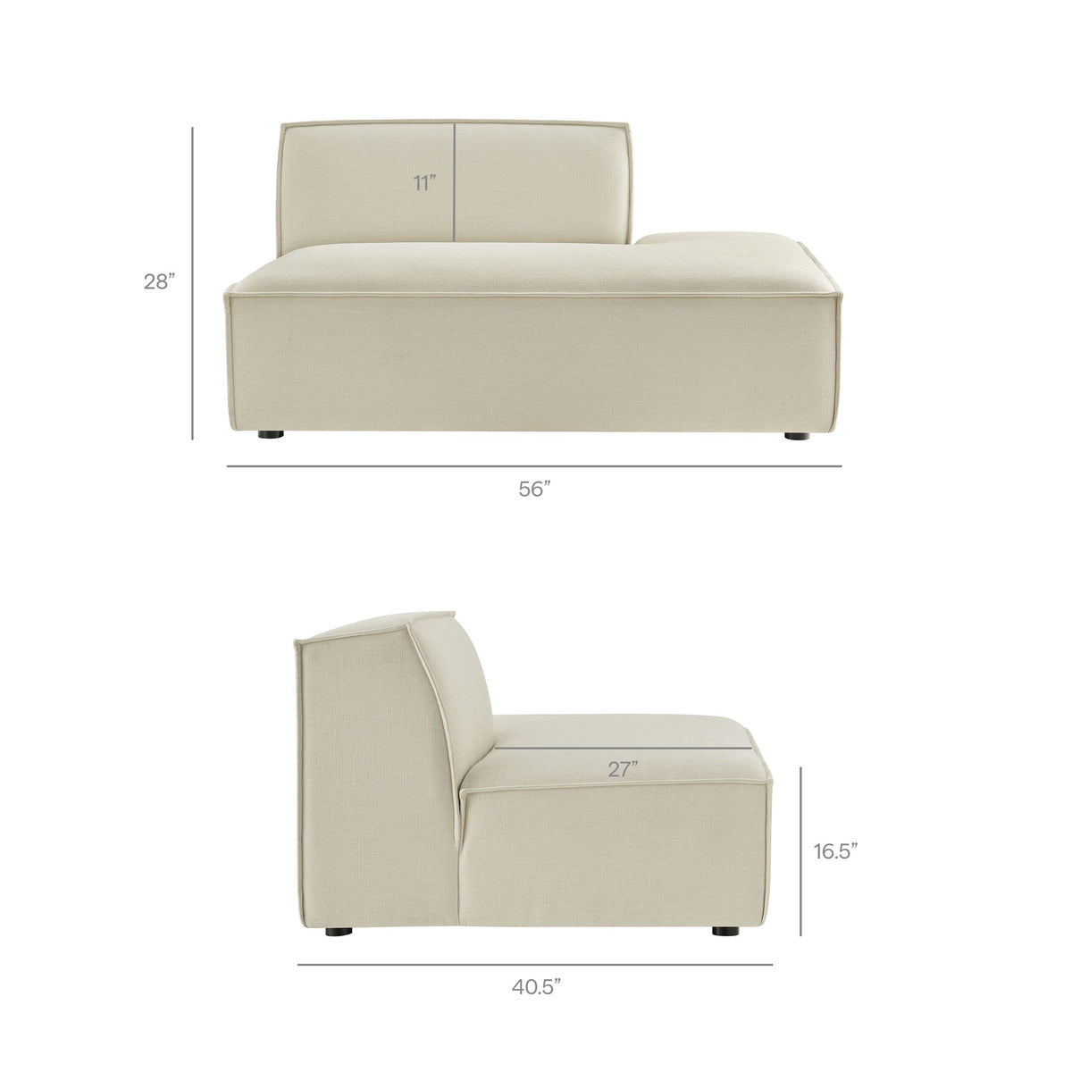 Restore Performance Fabric Upholstered Right-Facing Armless Modular Chaise - view 46