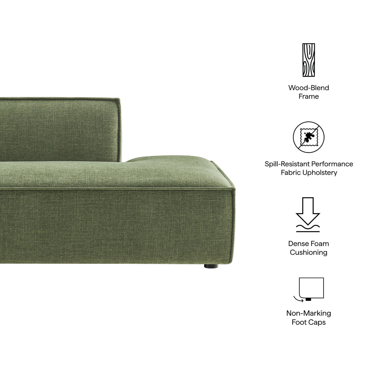 Restore Performance Fabric Upholstered Right-Facing Armless Modular Chaise - view 40