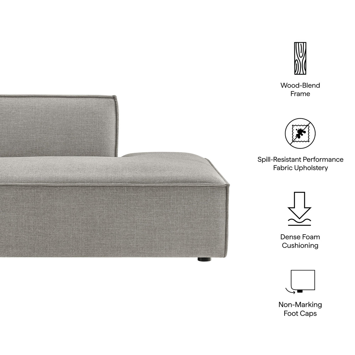 Restore Performance Fabric Upholstered Right-Facing Armless Modular Chaise - view 38
