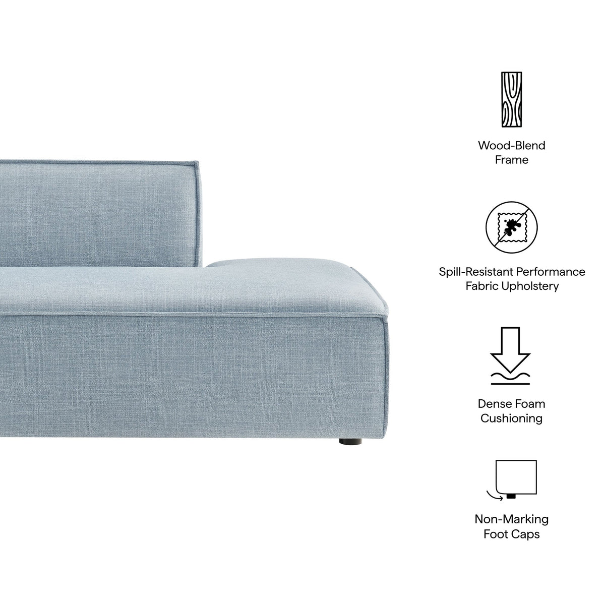 Restore Performance Fabric Upholstered Right-Facing Armless Modular Chaise - view 37