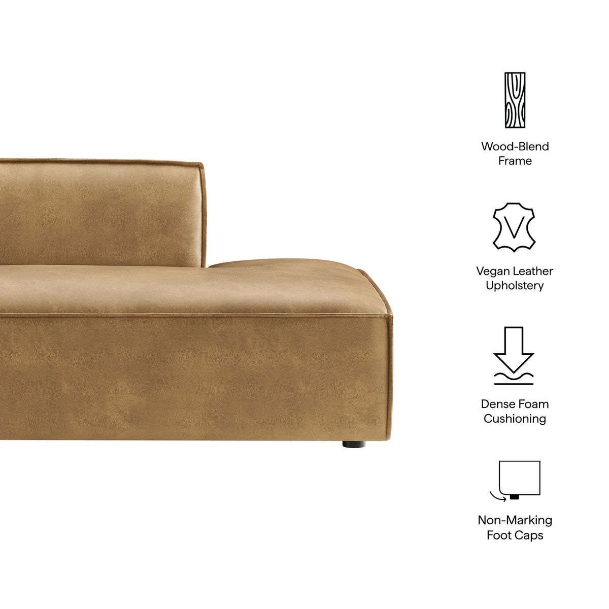 Restore Vegan Leather Right-Facing Armless Modular Chaise