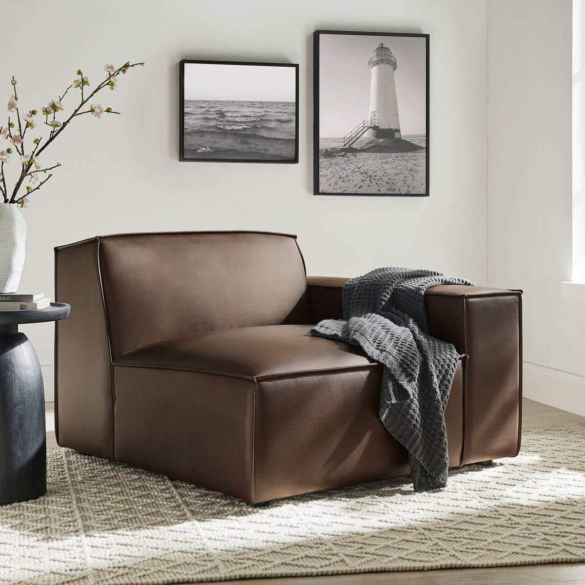 Restore Vegan Leather Right-Facing Modular Lounge Chair