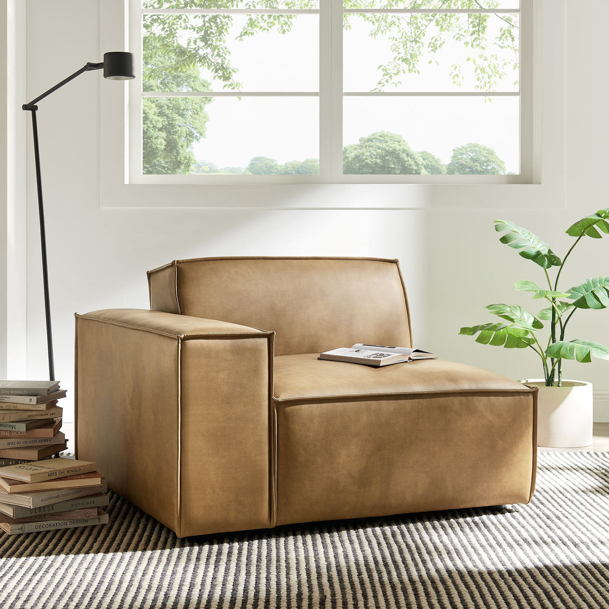 Restore Vegan Leather Left-Facing Modular Lounge Chair