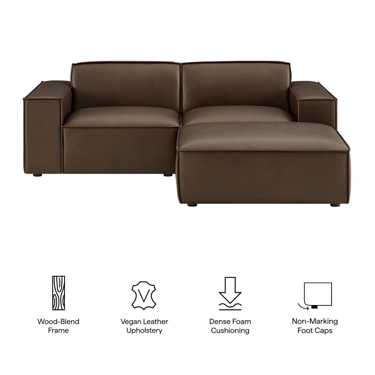 Restore 3-Piece Vegan Leather Modular Loveseat with Ottoman