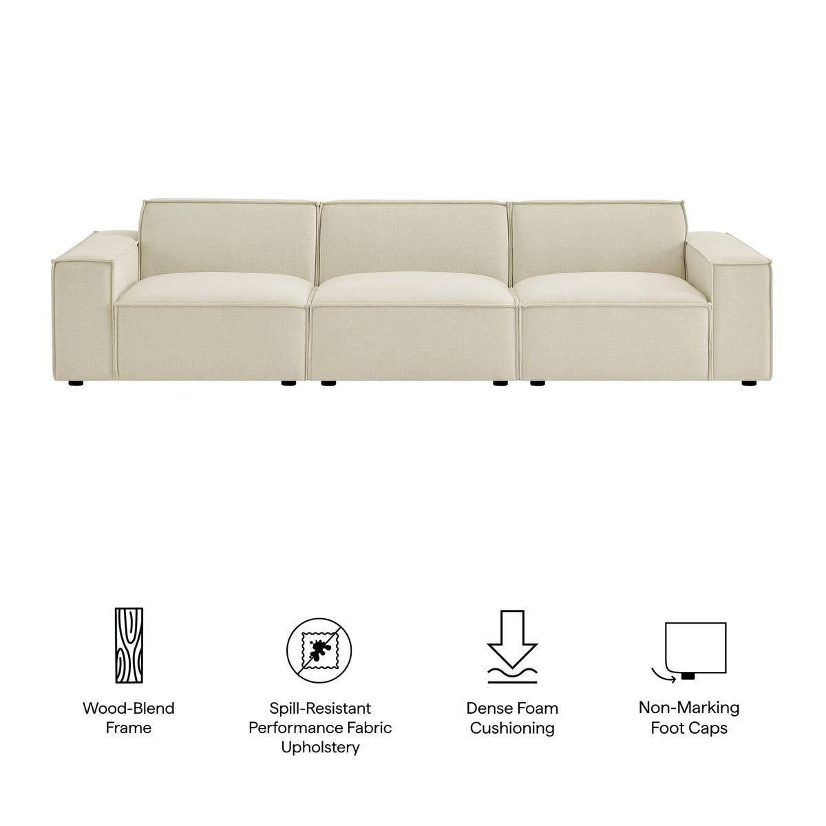 Restore 3-Piece Performance Fabric Upholstered Modular Sofa Set