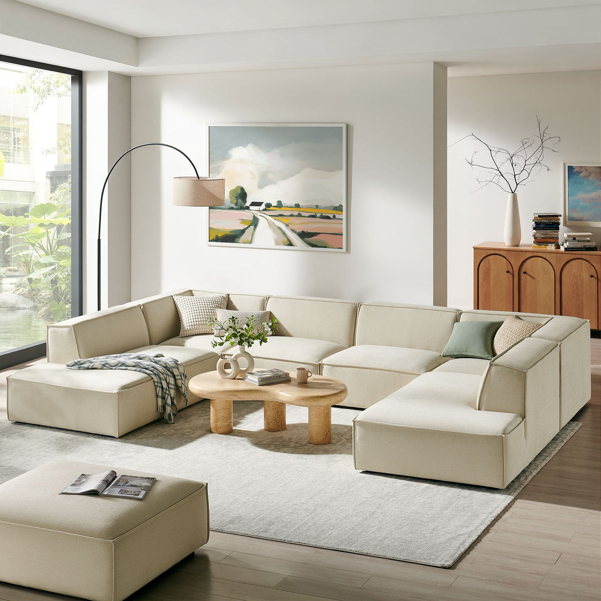 Restore 6-Piece Performance Fabric Upholstered U-Shaped Sectional Sofa