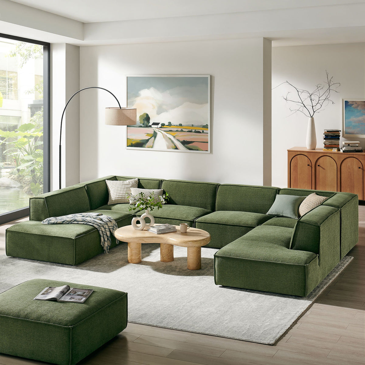 Restore 6-Piece Performance Fabric Upholstered U-Shaped Sectional Sofa