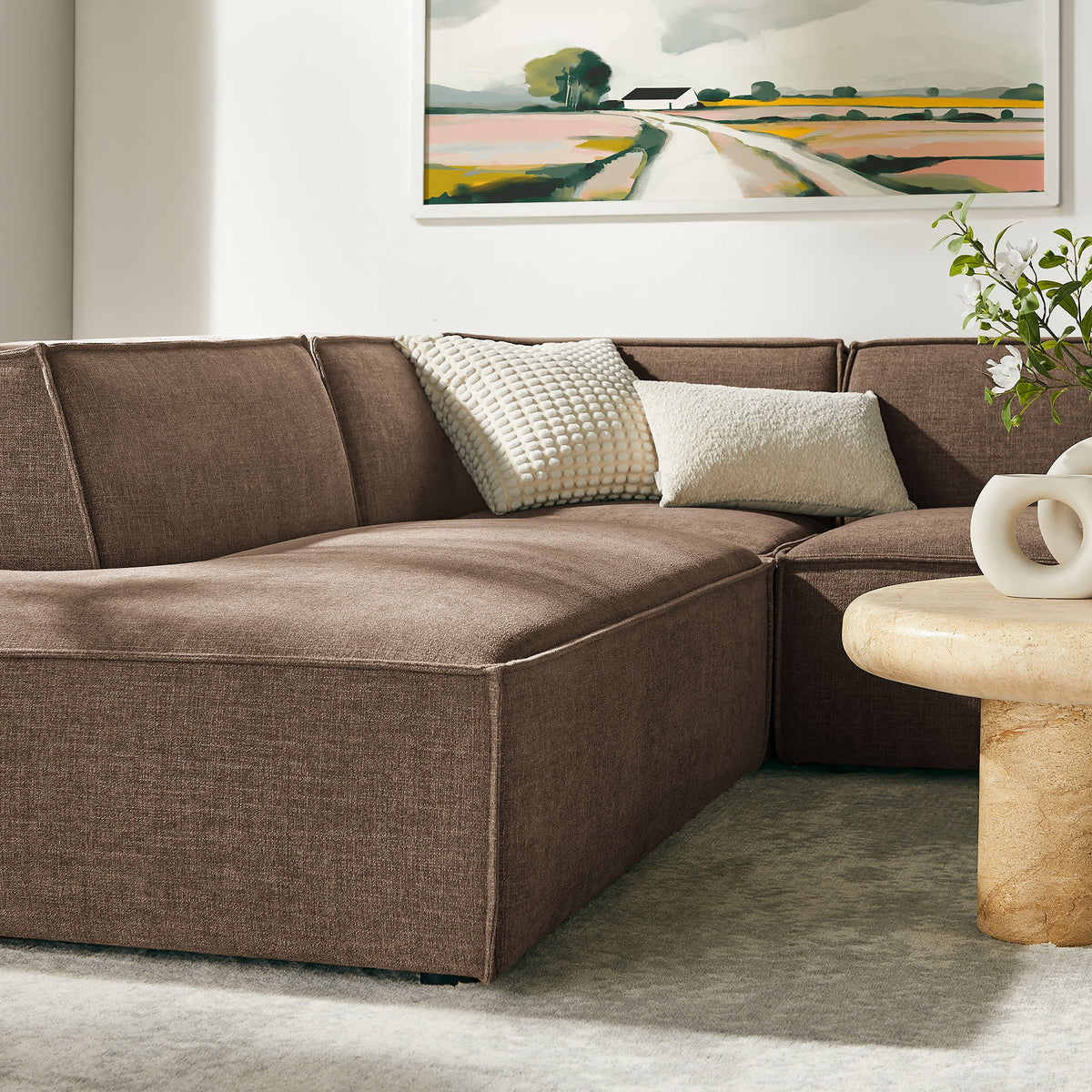 Restore 6-Piece Performance Fabric Upholstered U-Shaped Sectional Sofa