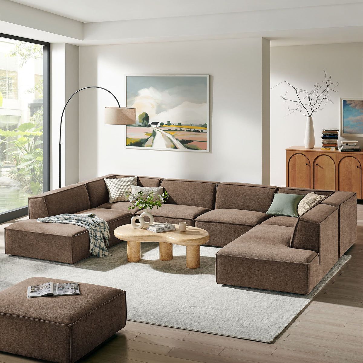Restore 6-Piece Performance Fabric Upholstered U-Shaped Sectional Sofa