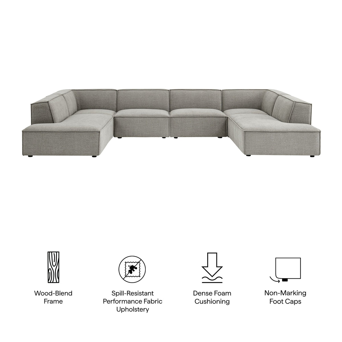 Restore 6-Piece Performance Fabric Upholstered U-Shaped Sectional Sofa