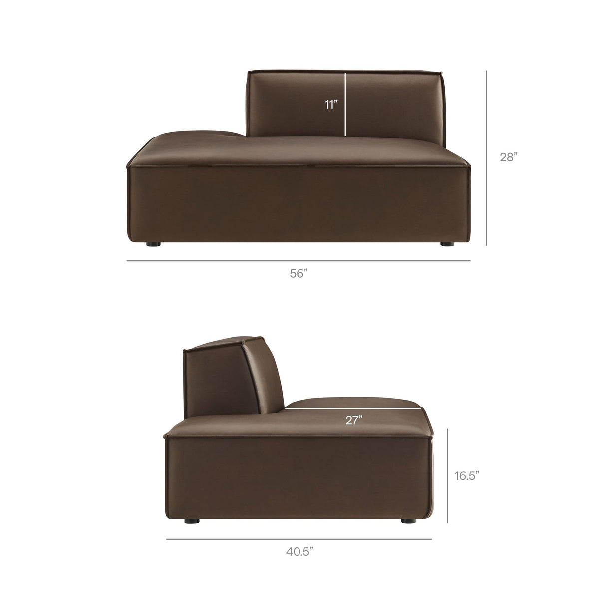Restore 6-Piece Vegan Leather U-Shaped Armless Sectional Sofa
