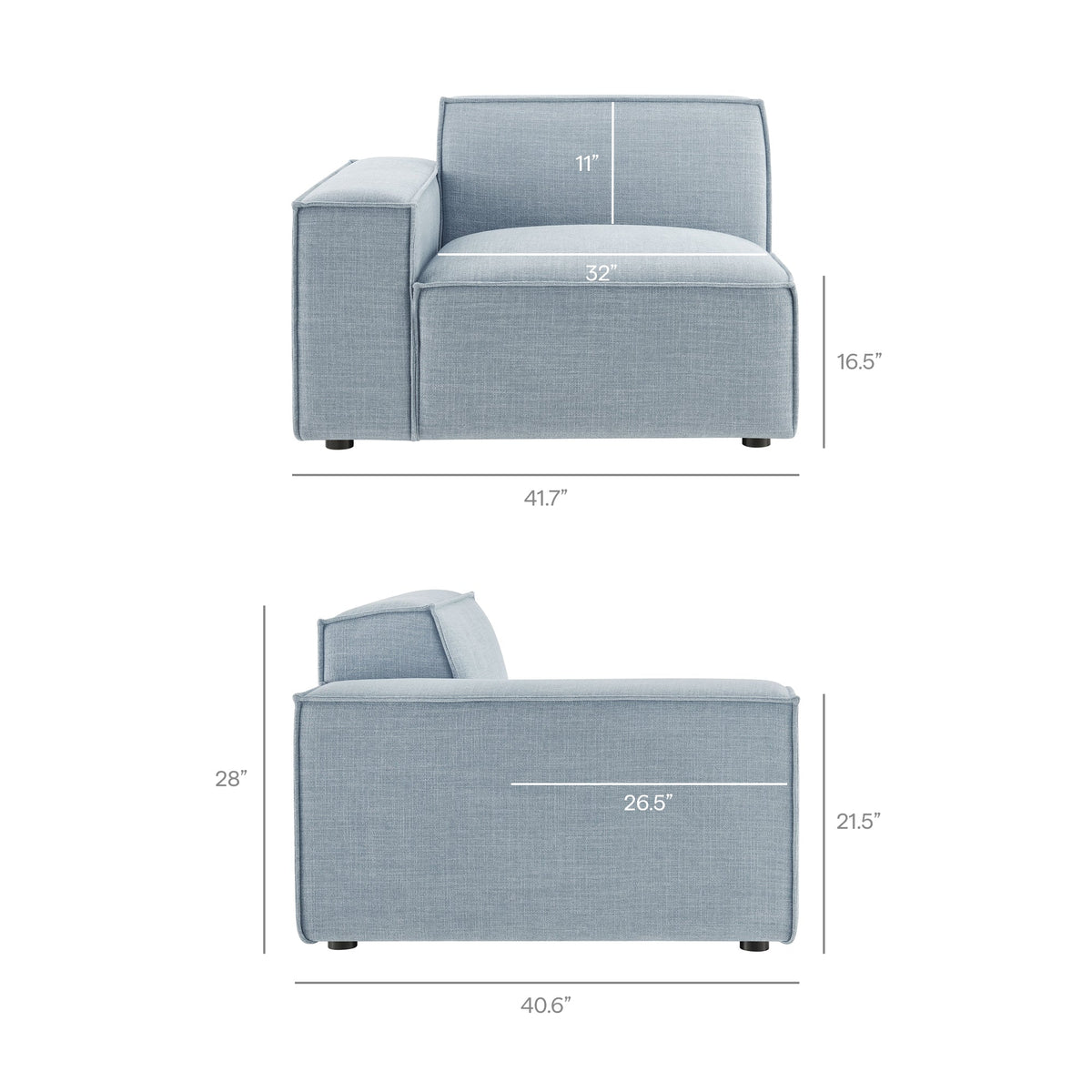 Restore 3-Piece Performance Fabric Upholstered Modular L-Shaped Sectional Sofa
