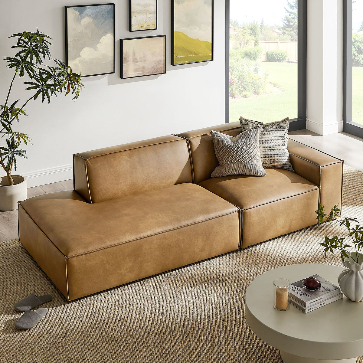 Restore 2-Piece Vegan Leather Modular Loveseat
