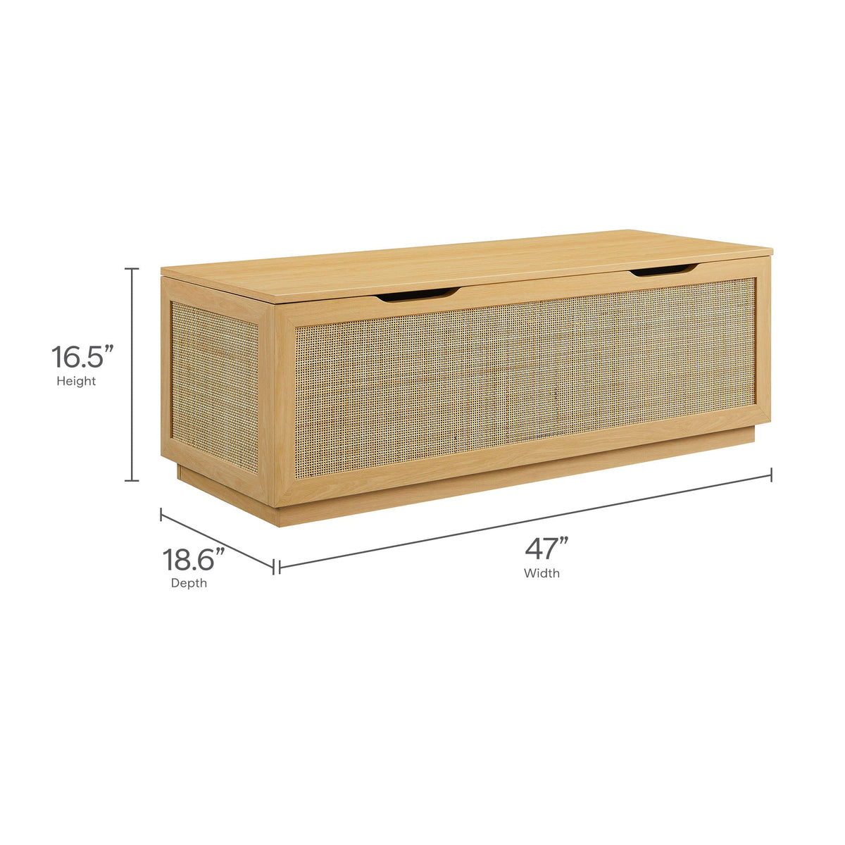 Soma Rattan Storage Bench, Oak - detail view