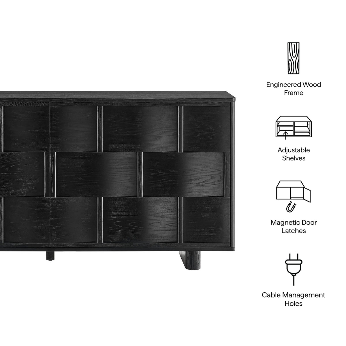 Foundry 71" Woven Design Buffet Storage Cabinet
