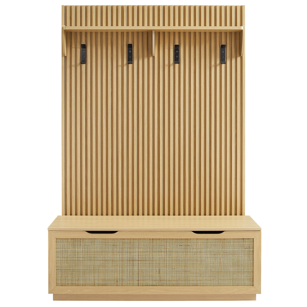 Soma Fluted 3-in-1 Hall Tree With Storage Bench and Coat Rack