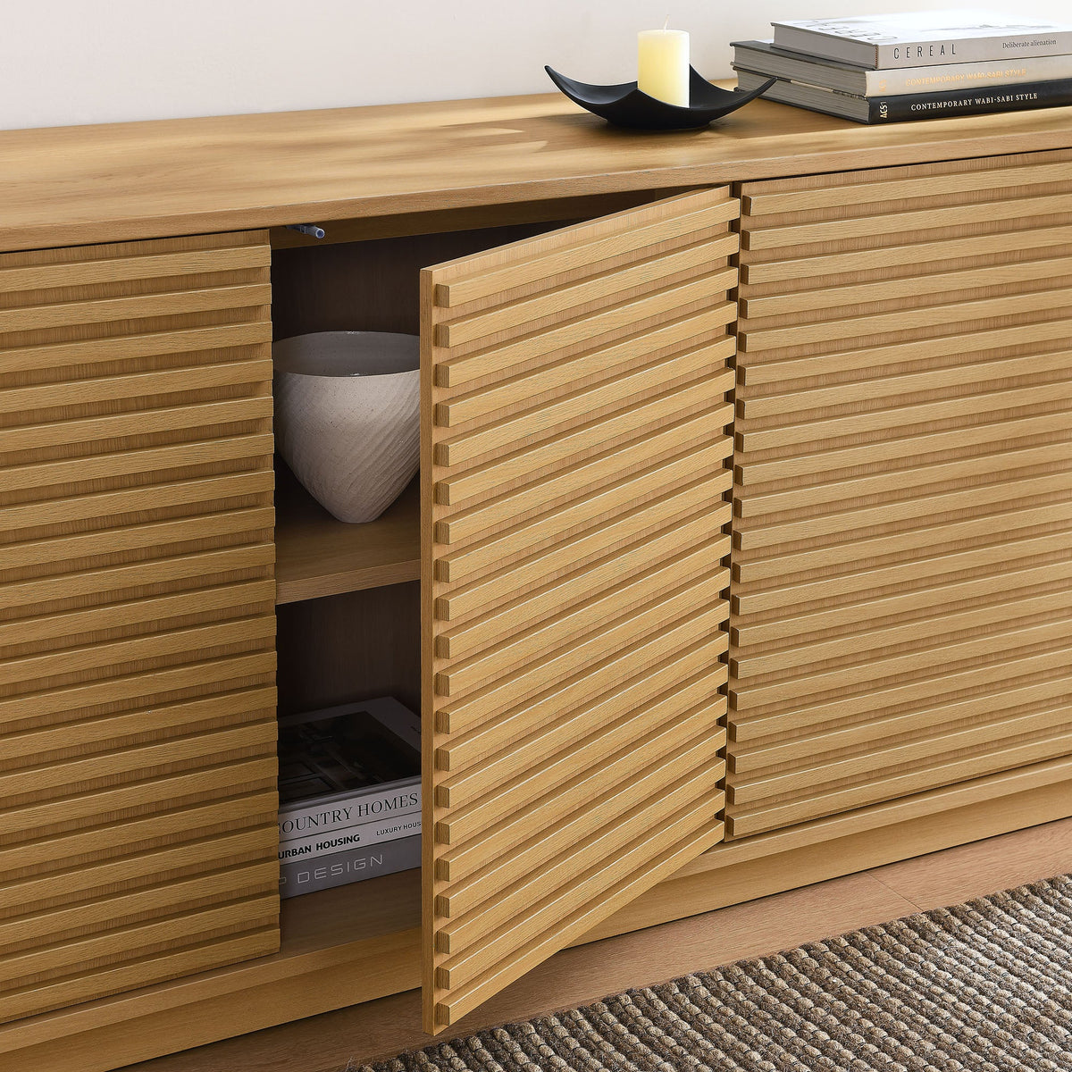 Render 4-Door Fluted Sideboard Cabinet TV Stand - view 12