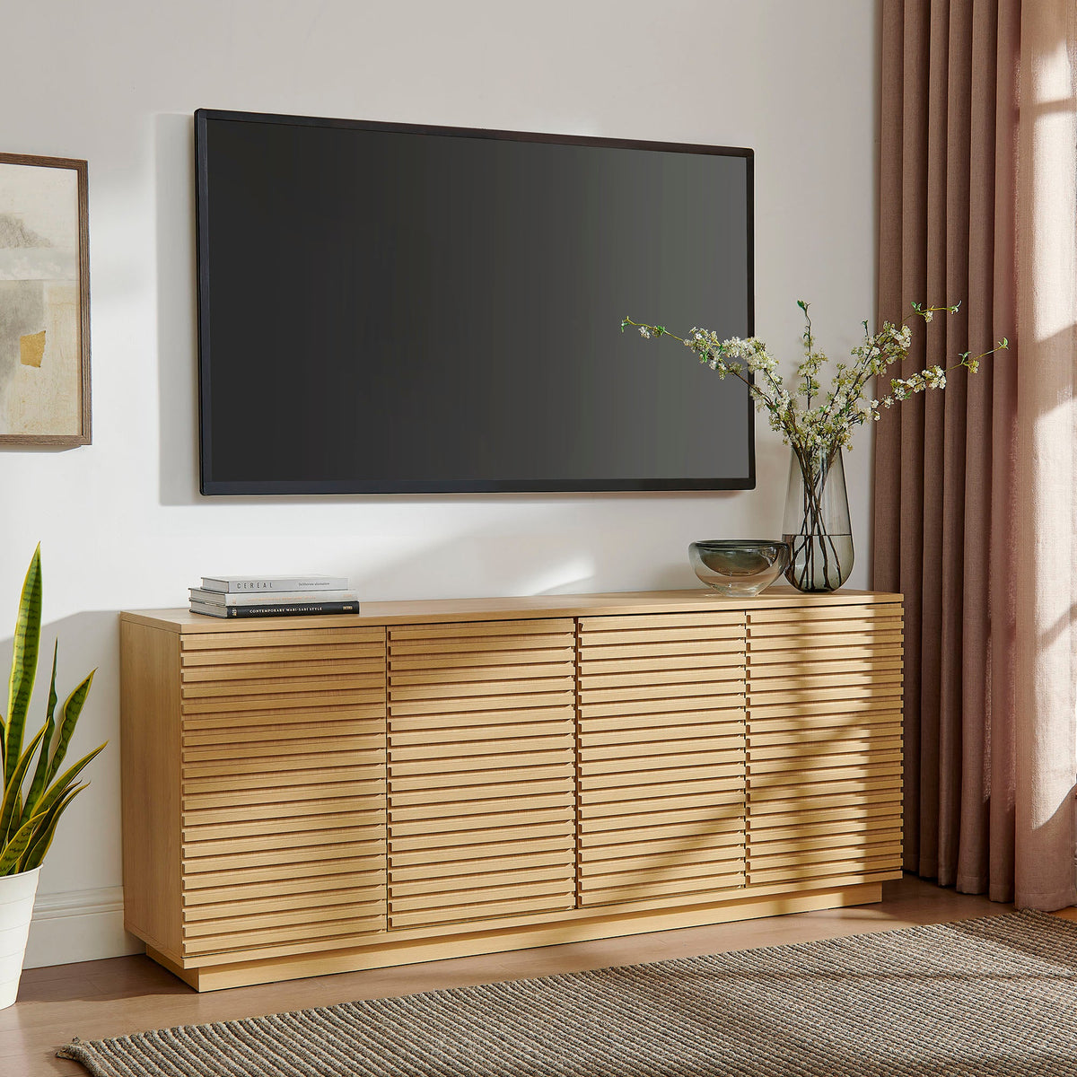 Render 4-Door Fluted Sideboard Cabinet TV Stand - view 14