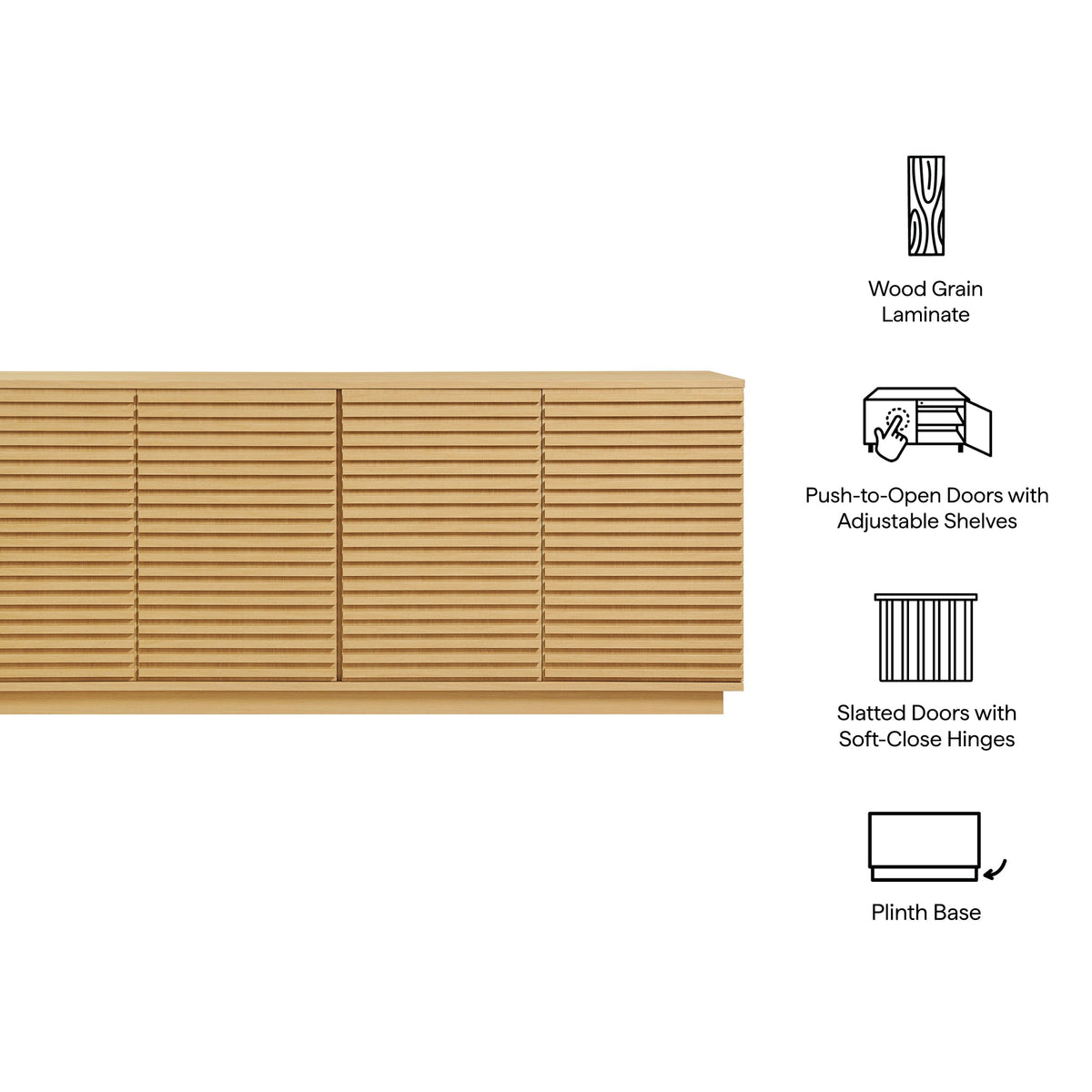 Render 4-Door Fluted Sideboard Cabinet TV Stand - view 18