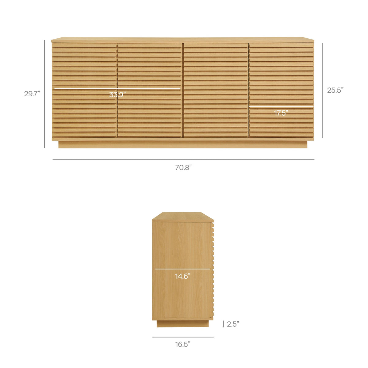 Render 4-Door Fluted Sideboard Cabinet TV Stand - view 20