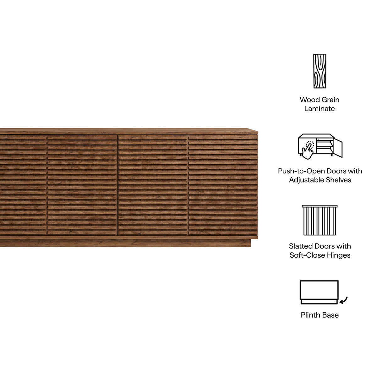 Render 4-Door Fluted Sideboard Cabinet TV Stand - view 17