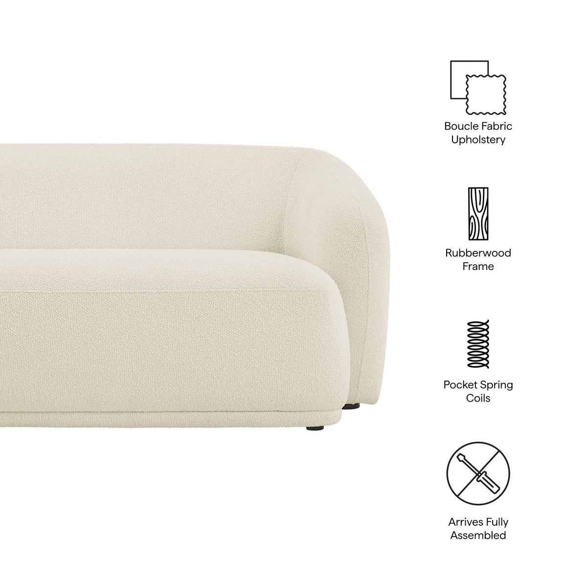 Monica 88 Inch Boucle Fabric Sofa