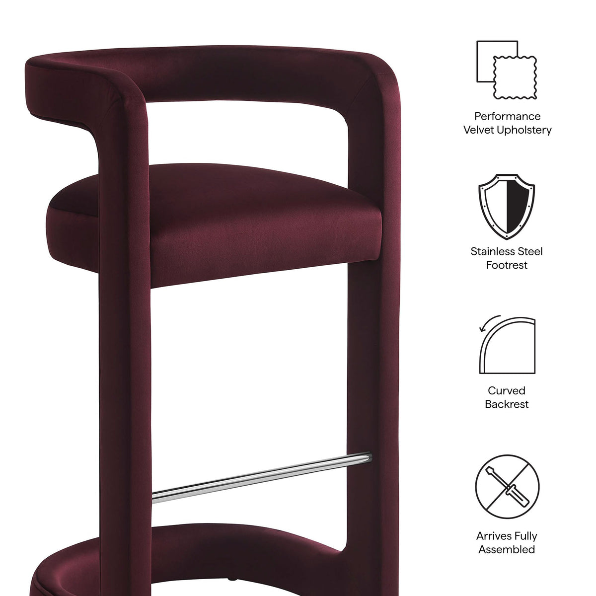 Winslow Performance Velvet Bar Stool Set of 2