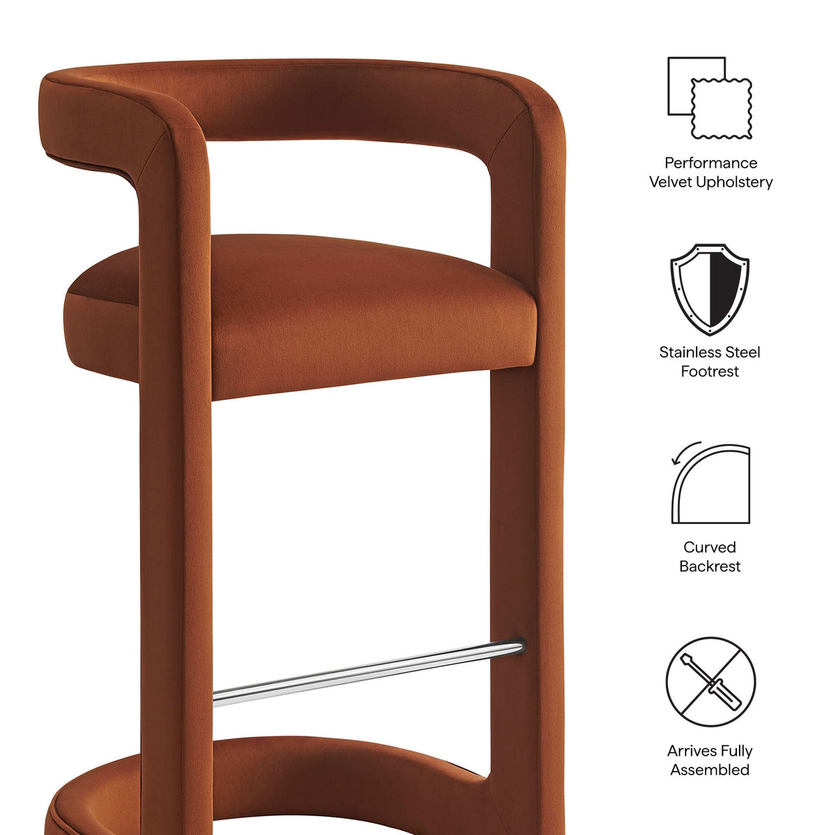 Winslow Performance Velvet Bar Stool Set of 2