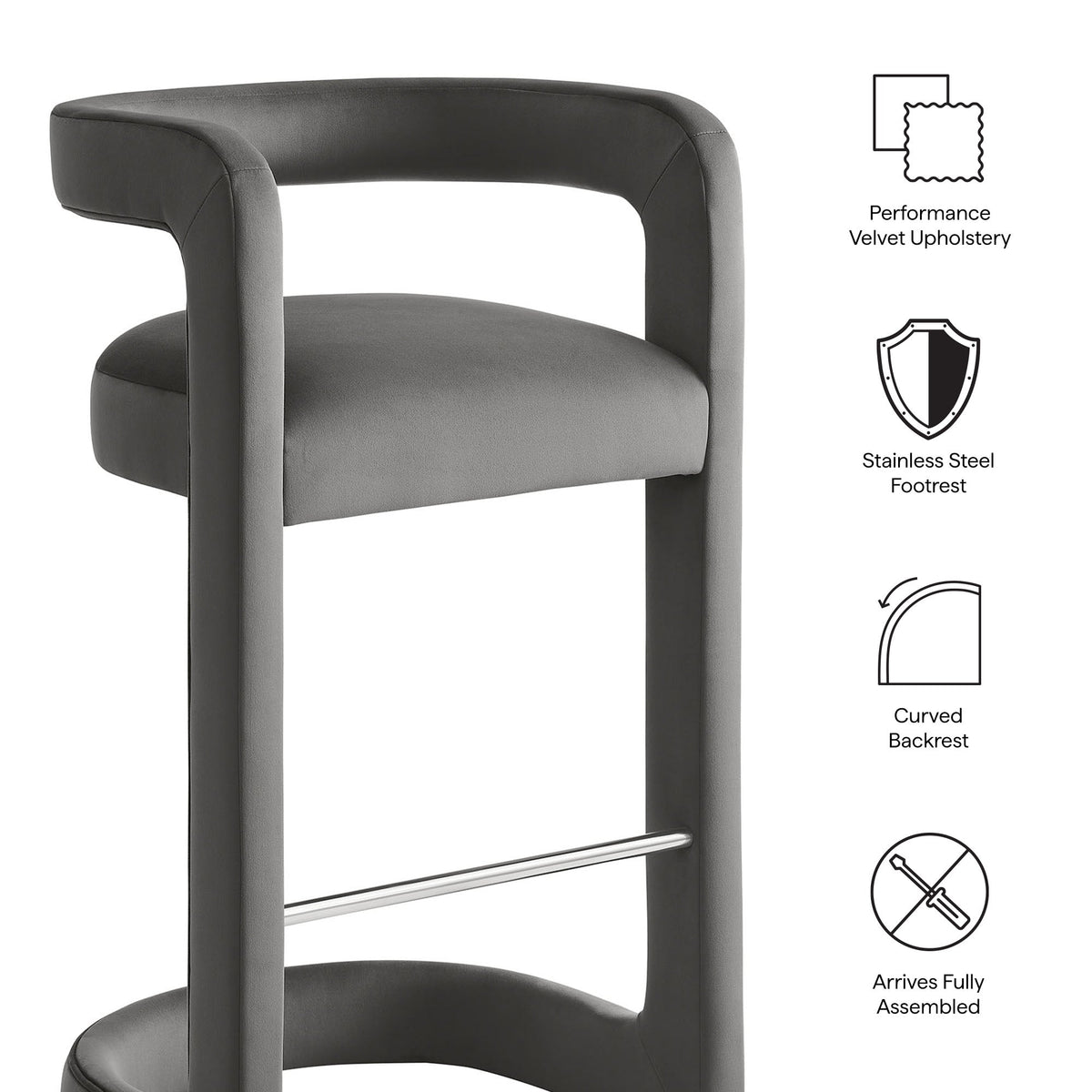 Winslow Performance Velvet Bar Stool Set of 2