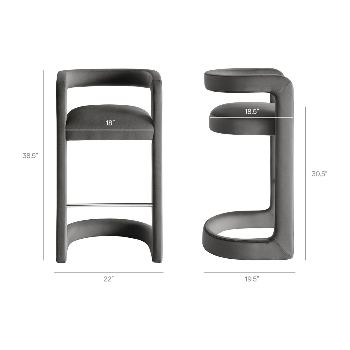 Winslow Performance Velvet Bar Stool Set of 2