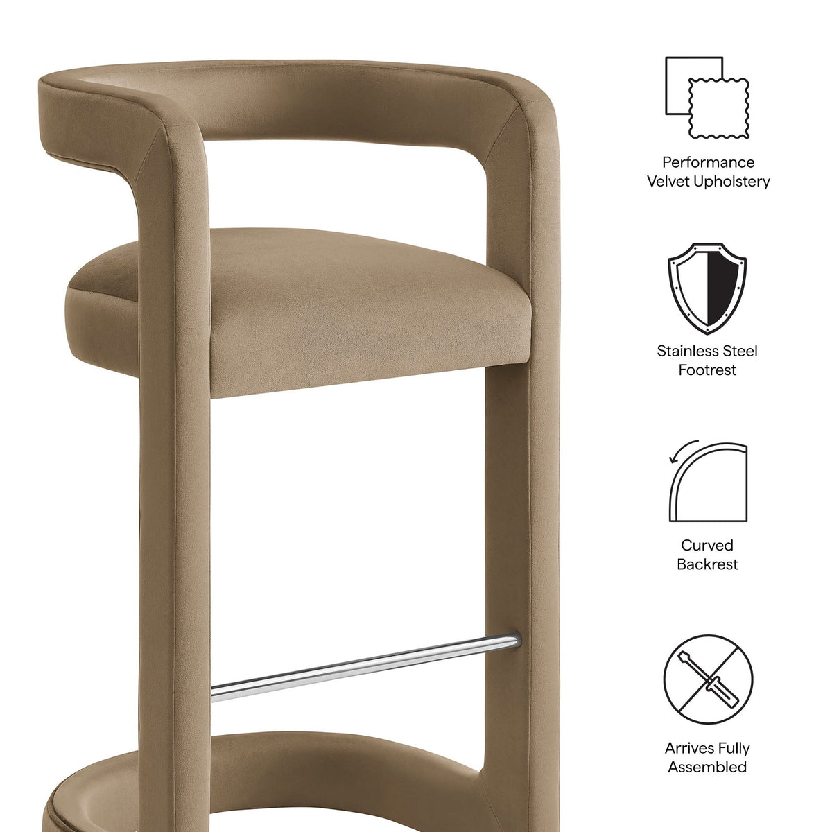 Winslow Performance Velvet Bar Stool Set of 2