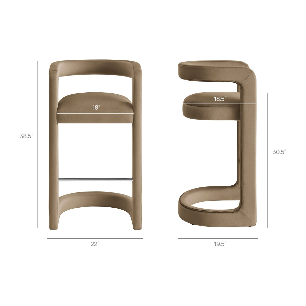 Winslow Performance Velvet Bar Stool Set of 2