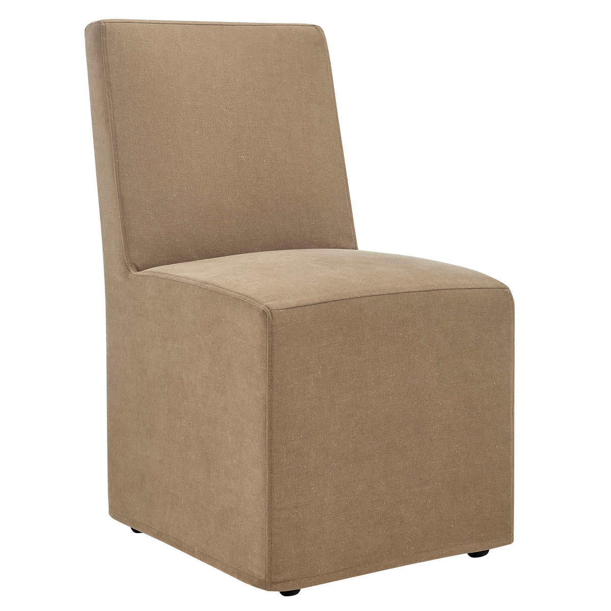 Tessera Upholstered Linen-Blend Slipcovered Dining Chair, Almond - view 1