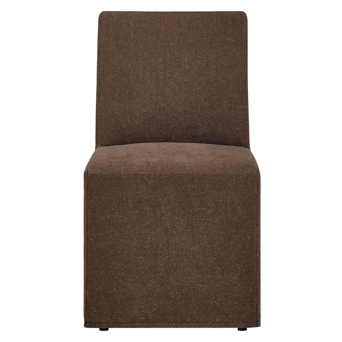 Tessera Upholstered Linen-Blend Slipcovered Dining Chair, Cocoa - view 4