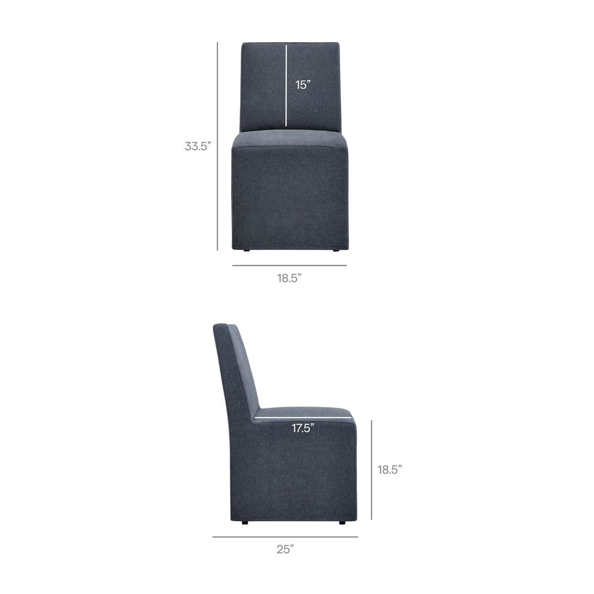 Tessera Upholstered Linen-Blend Slipcovered Dining Chair, Denim - detail view