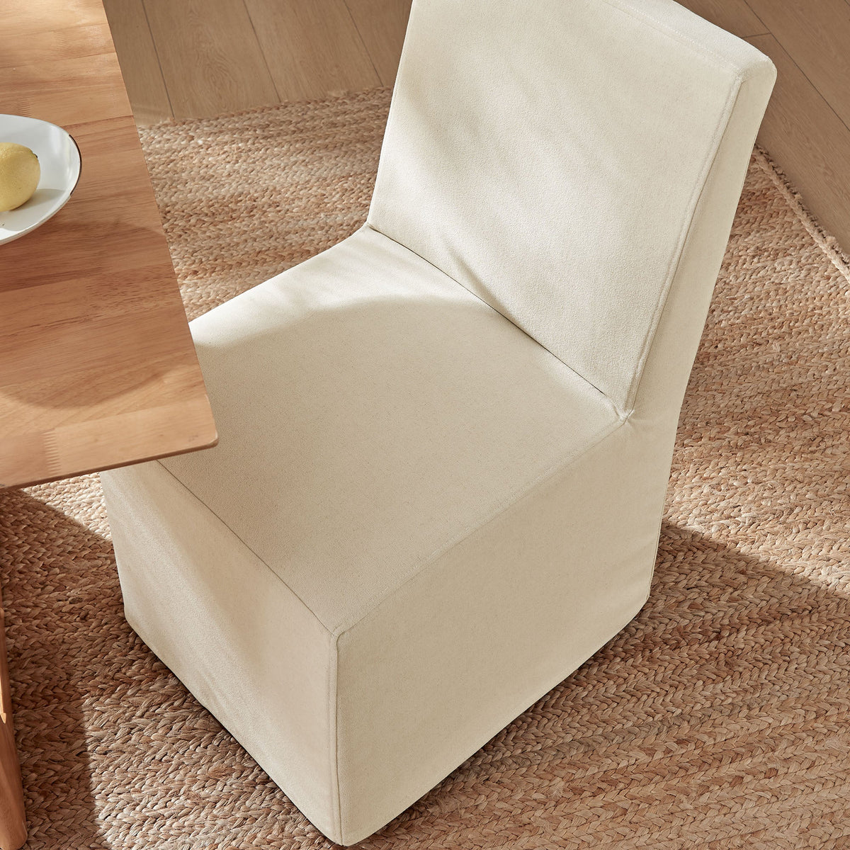 Tessera Upholstered Linen-Blend Slipcovered Dining Chair, Linen - view 6