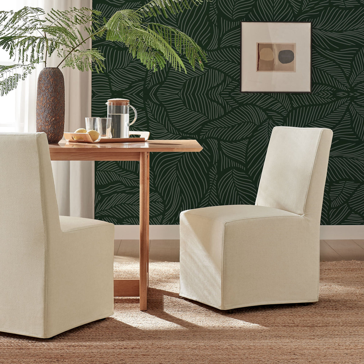 Tessera Upholstered Linen-Blend Slipcovered Dining Chair, Linen - view 7