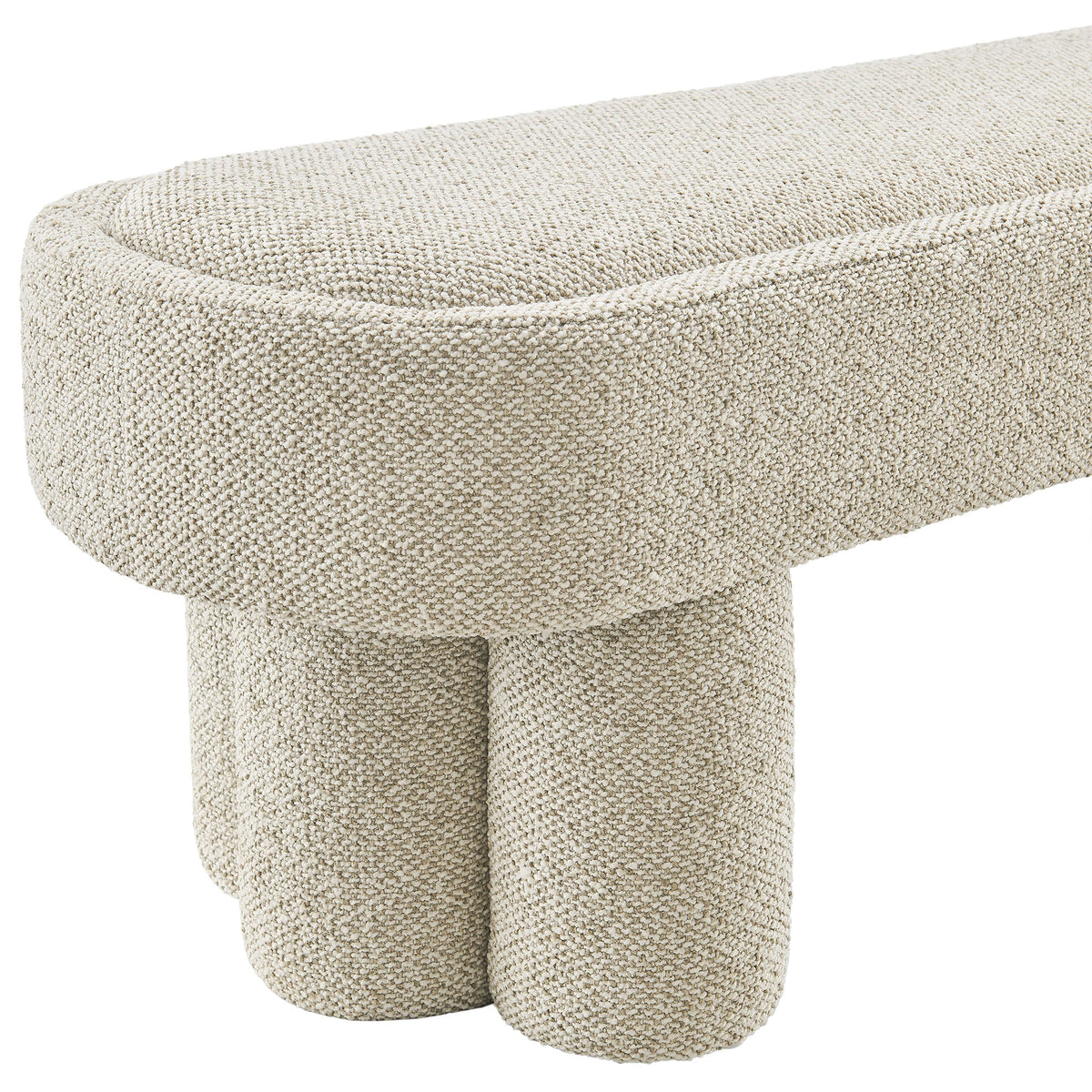 Mossi 52-Inch Oval Boucle Fabric Bench