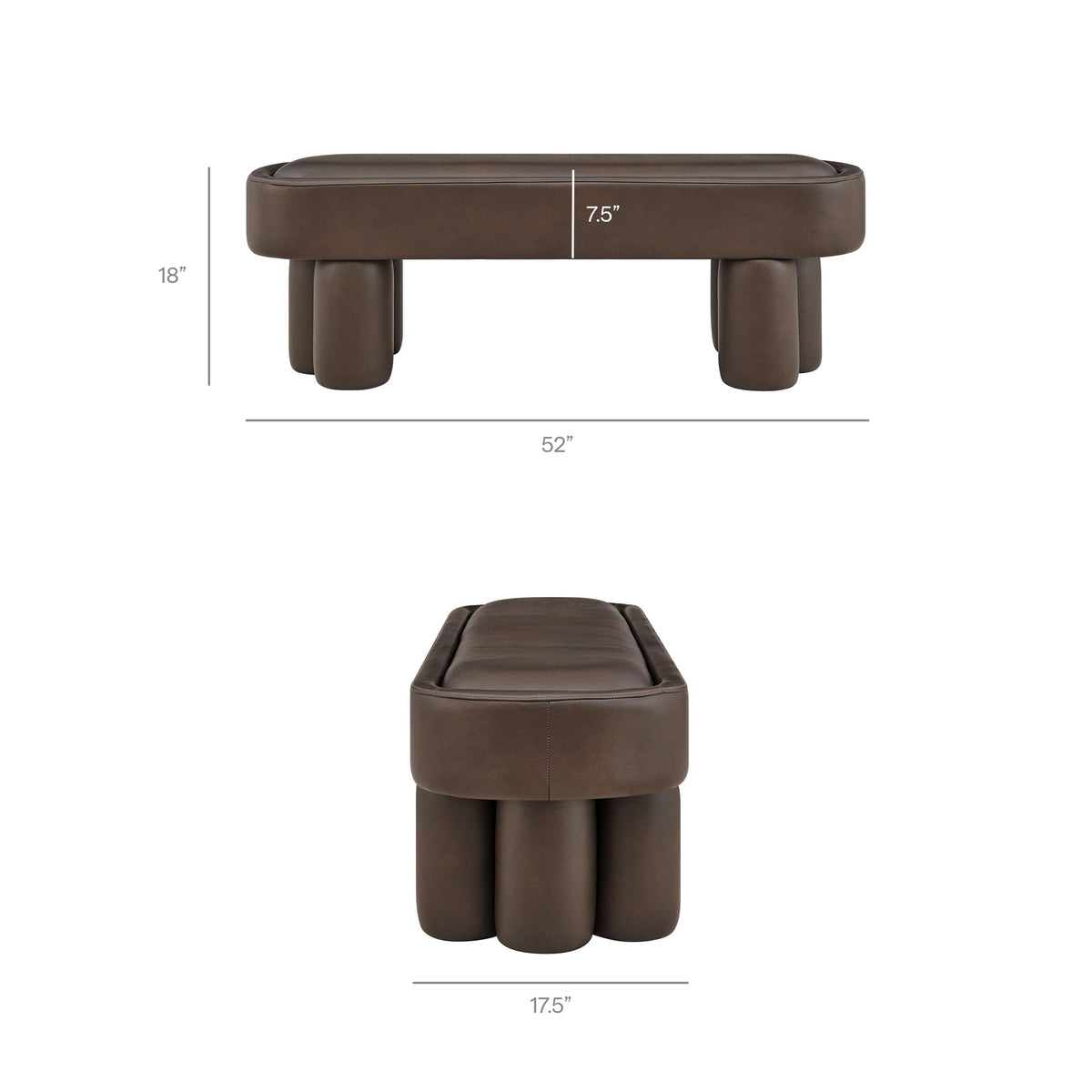 Mossi 52-Inch Oval Vegan Leather Bench