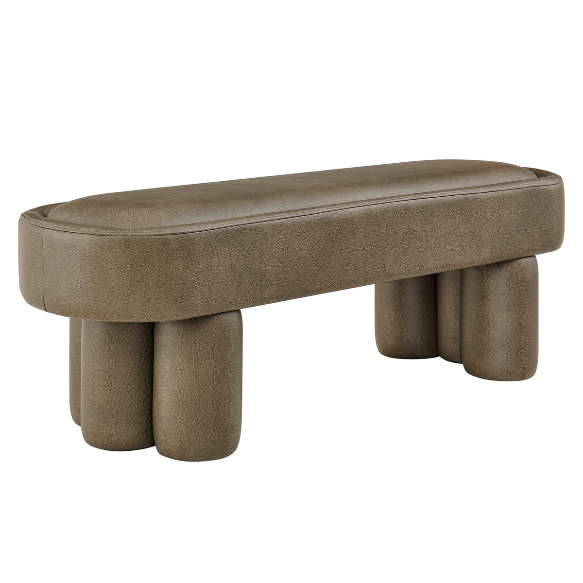 Mossi 52-Inch Oval Vegan Leather Bench