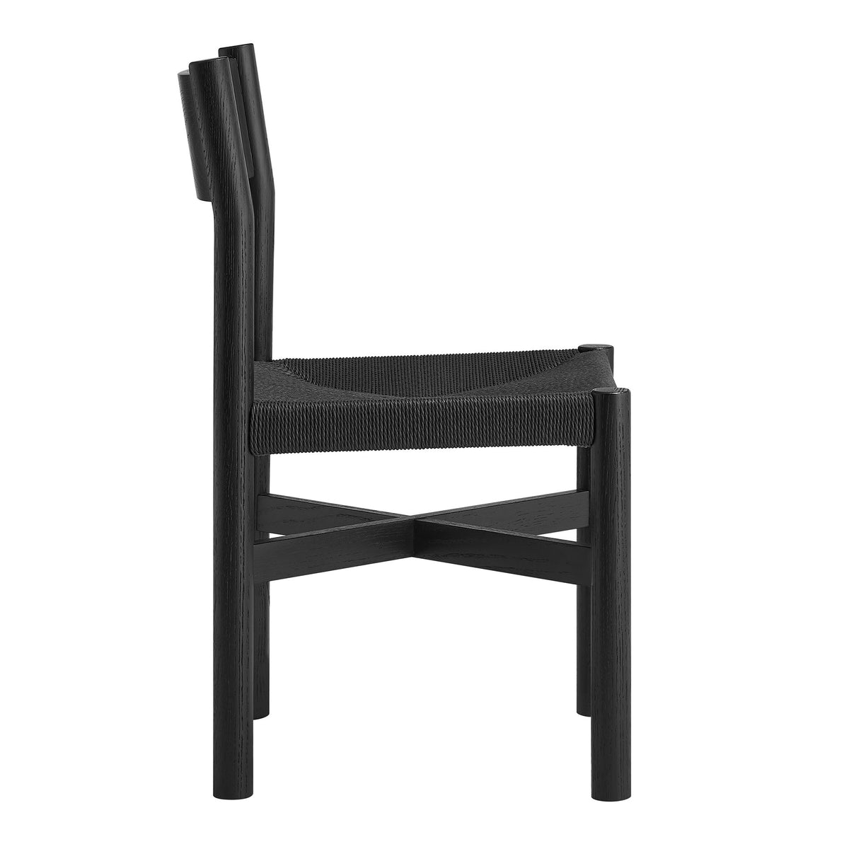 Alvia Oak Wood Dining Side Chair With Woven Seat