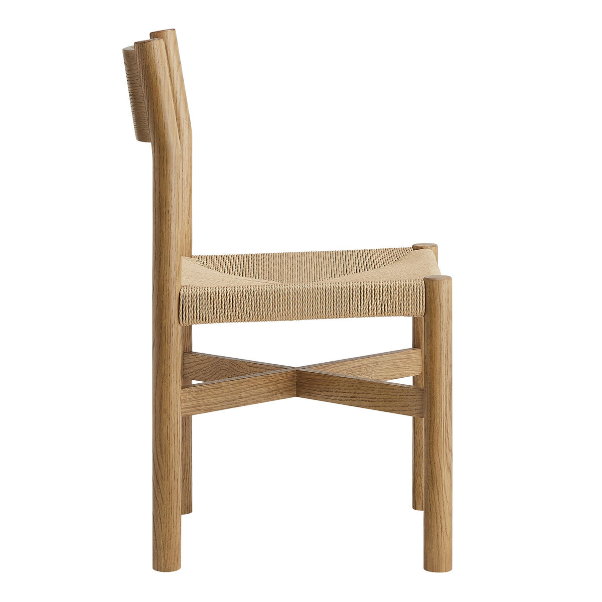 Alvia Oak Wood Dining Side Chair With Woven Seat