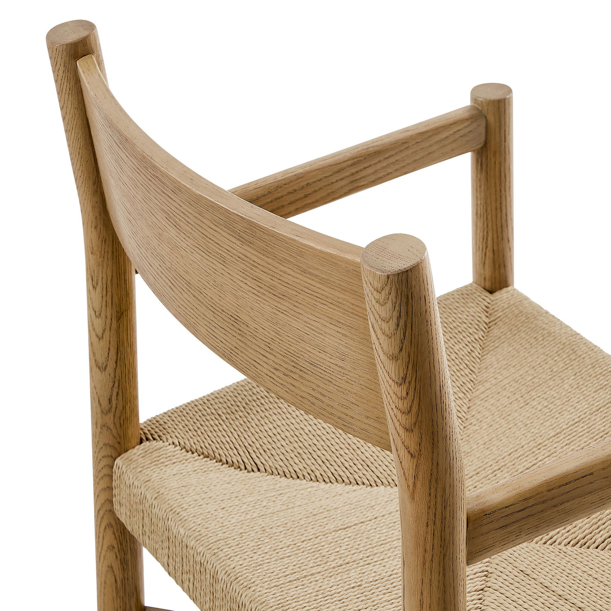Alvia Oak Wood Dining Armchairs With Woven Seats Set of 2