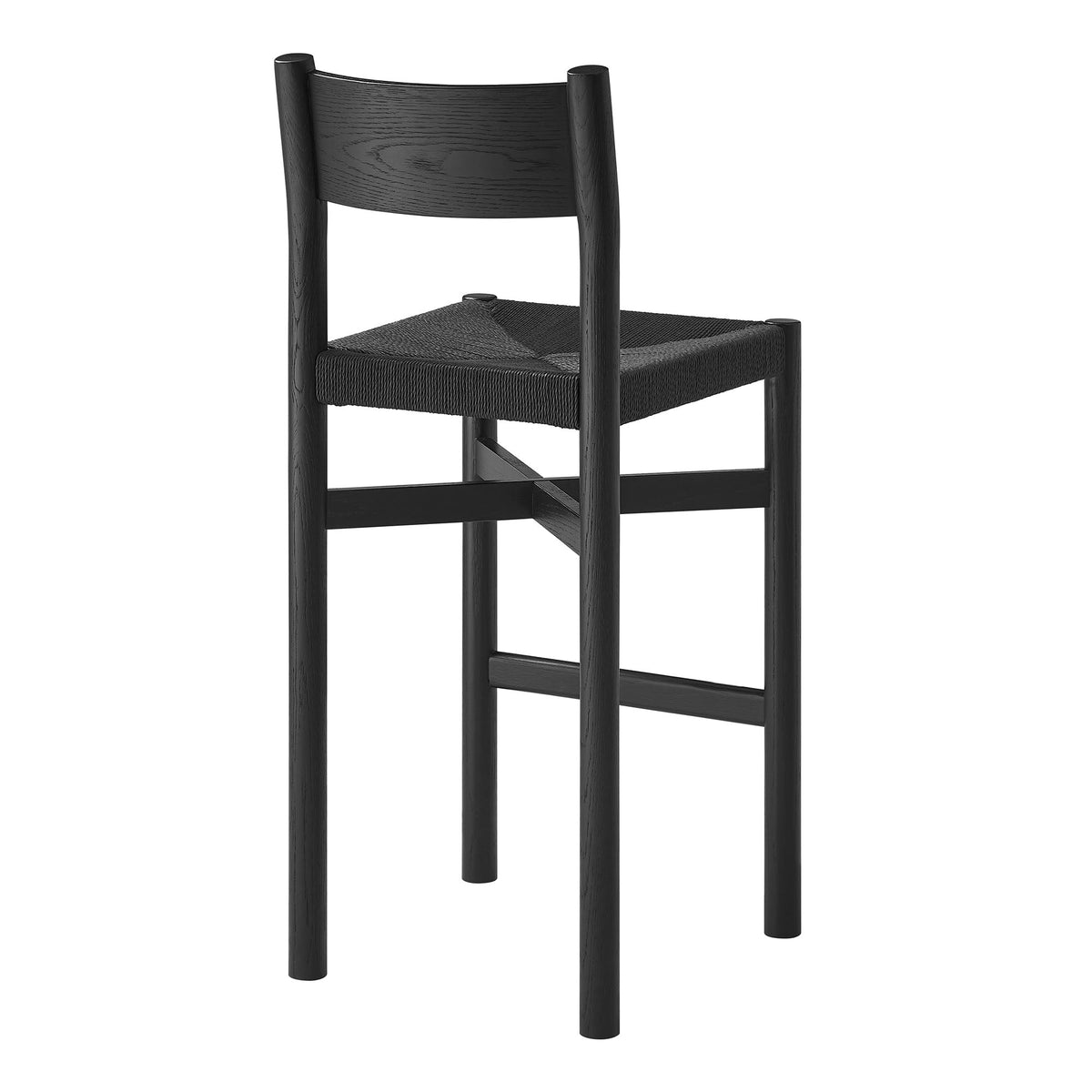 Alvia Oak Wood Bar Stools With Woven Seats Set of 2