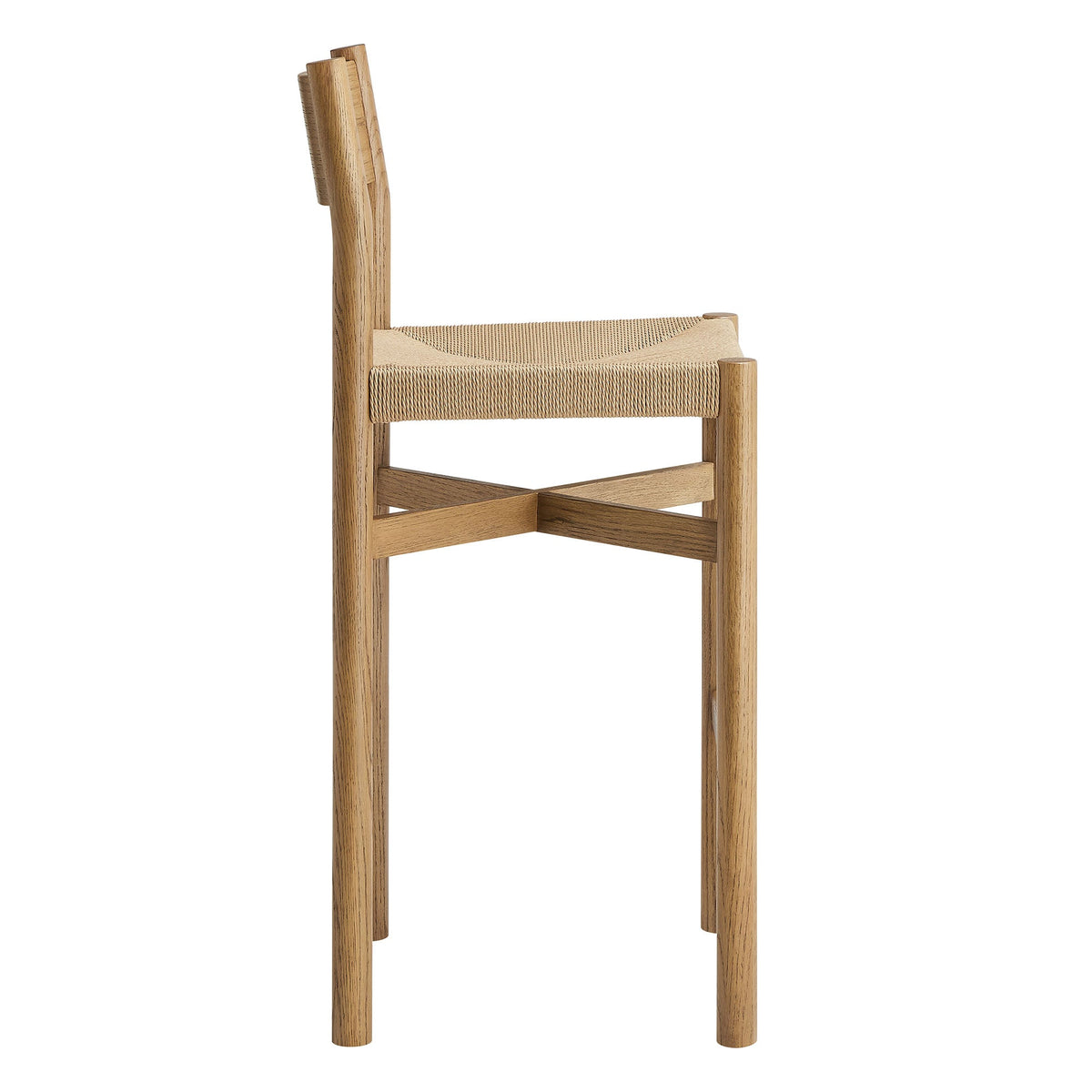 Alvia Oak Wood Bar Stools With Woven Seats Set of 2