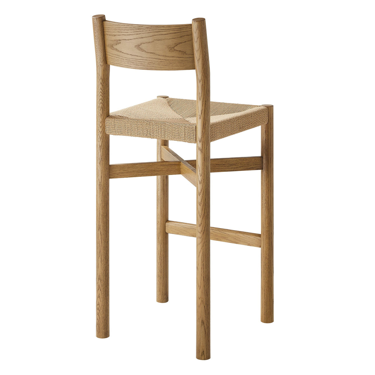 Alvia Oak Wood Bar Stools With Woven Seats Set of 2