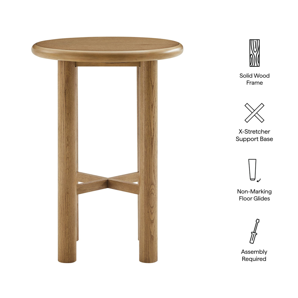 Alvia Round 30" Oak Wood Bar Table