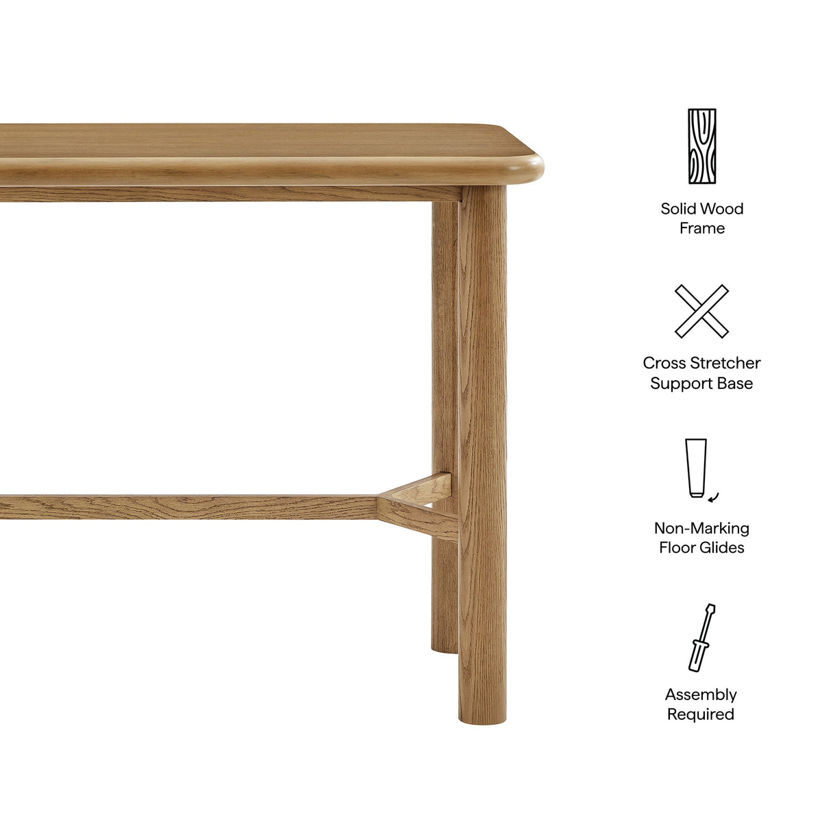 Alvia Rectangular 60" Oak Wood Bar Table