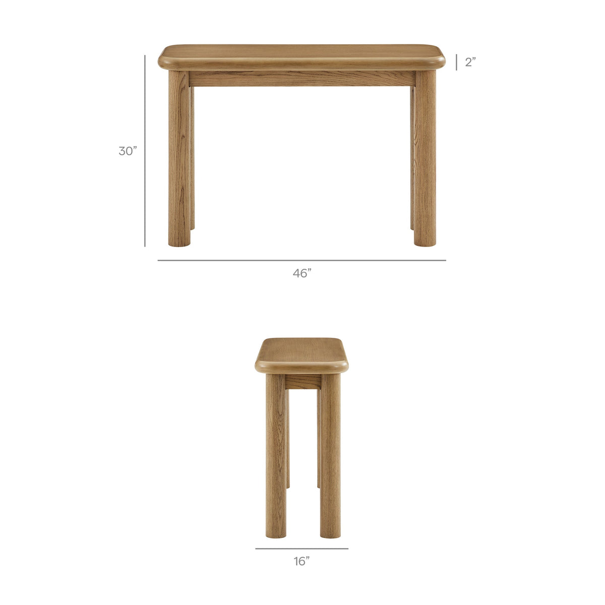 Alvia Oak Wood Console Table