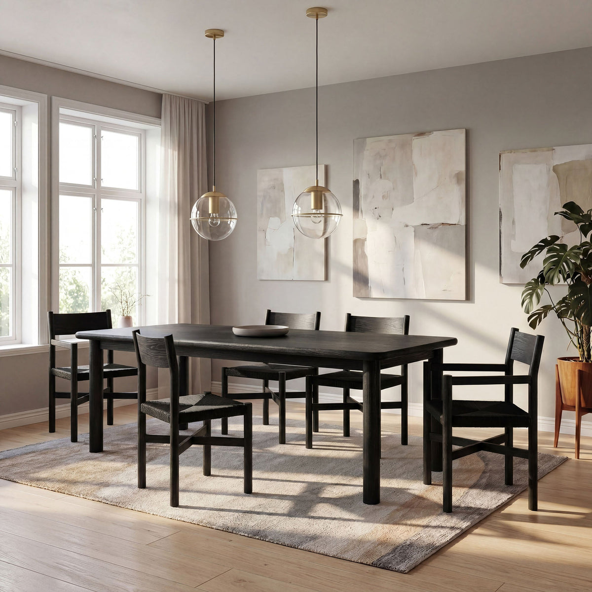 Alvia 86"–105" Extendable Rectangular Oak Wood Dining Table